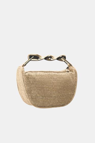 Zara MINI BAG WITH METALLIC HANDLE - Golden