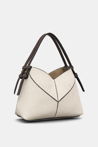 MINI SAC SHOPPER CANVAS CONTRASTE - Écru de Zara - Image 6