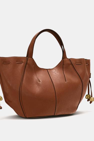 BEADED STRAP HANDBAG - Dark tan by Zara - Image 5
