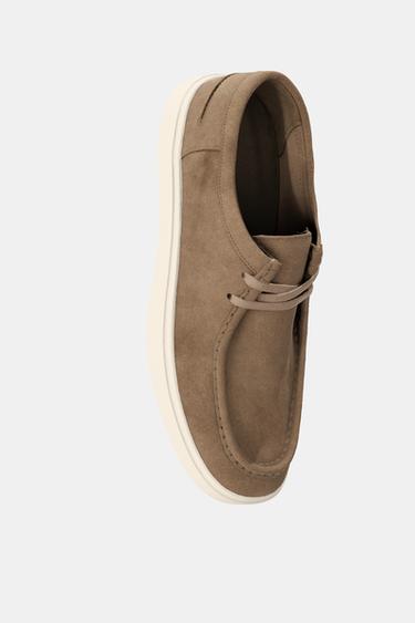 CASUAL LEATHER SHOES - Taupe Grey by Zara