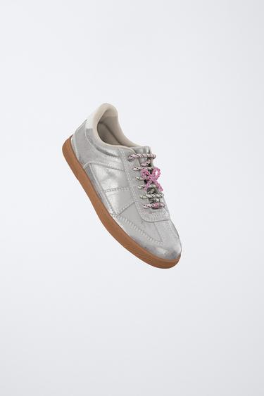 METALLIC CHARM TRAINERS - Silver by Zara - Image 1