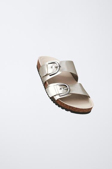METALLIC BUCKLE SANDALS - Silver by Zara - Image 1