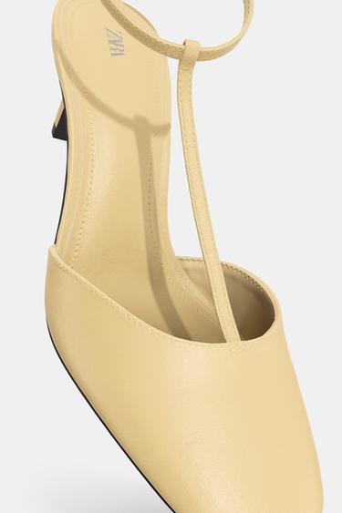CHAUSSURES À TALONS ET BRIDE EN CUIR OUVERTES À L'ARRIÈRE - Jaune vanille de Zara - Image 6