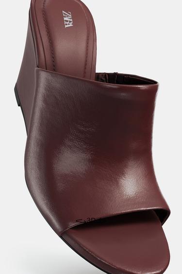 CHAUSSURES À TALONS COMPENSÉS EN CUIR - Bordeaux de Zara - Image 6