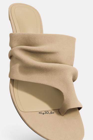 SANDALES À TALON EN DAIM - Marron sable de Zara - Image 5
