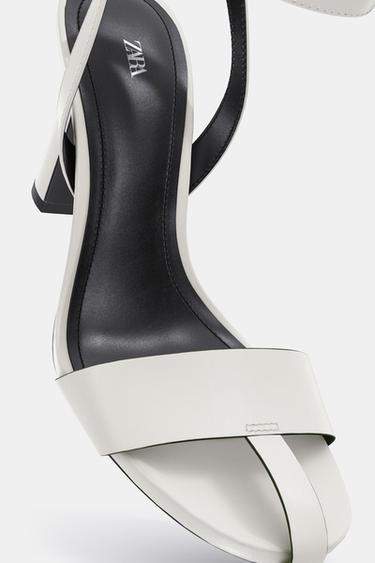 SANDALES À TALONS, POINTE OUVERTE ET CUIR - Blanc de Zara - Image 5