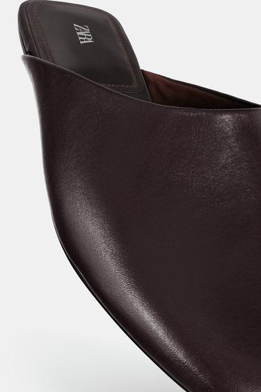 MULE EN CUIR - Marron chocolat de Zara - Image 6