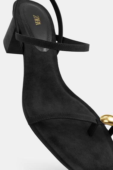 SANDALES À TALONS DÉTAIL MÉTALLIQUE - Noir de Zara - Image 1