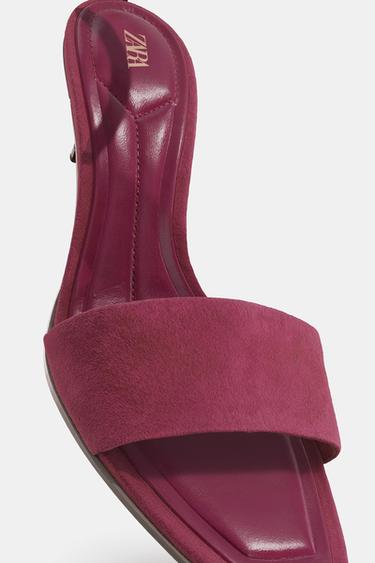 SANDALES À TALONS MI-HAUTS EN DAIM - Bordeaux de Zara - Image 6