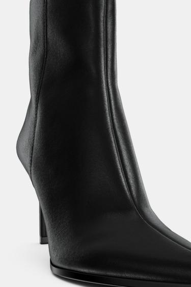 BOTTINES À TALONS FINS EN CUIR - Noir de Zara - Image 5