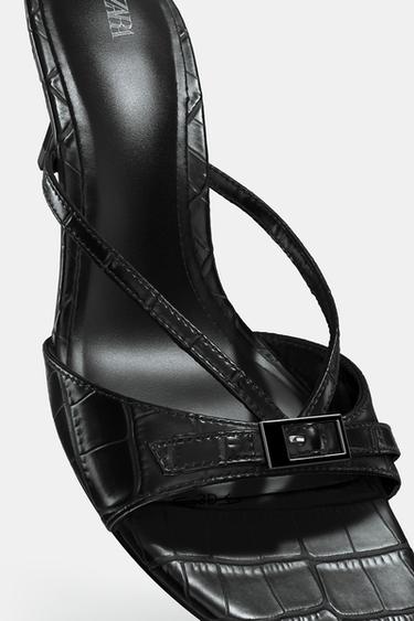 TEXTURED HEELED SANDALS WITH BUCKLE - Black by Zara - Image 6