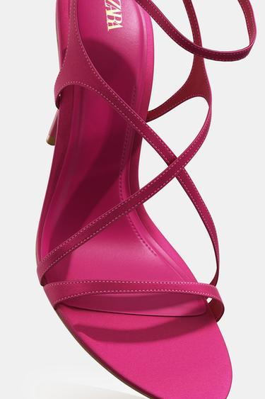 SANDALES À TALONS EFFET SATINÉ - Rose de Zara - Image 6