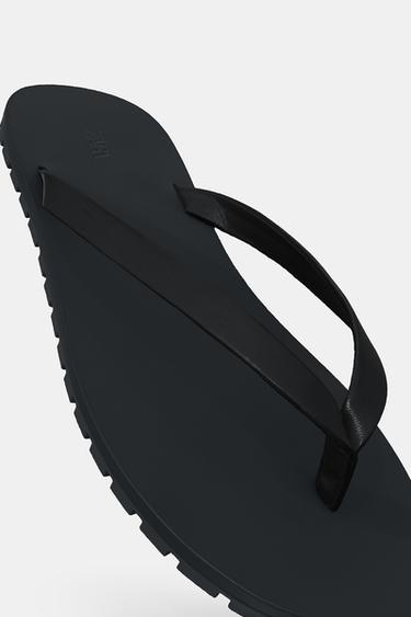 LEATHER SANDALS WITH RUBBER SOLE - Black by Zara - Image 7