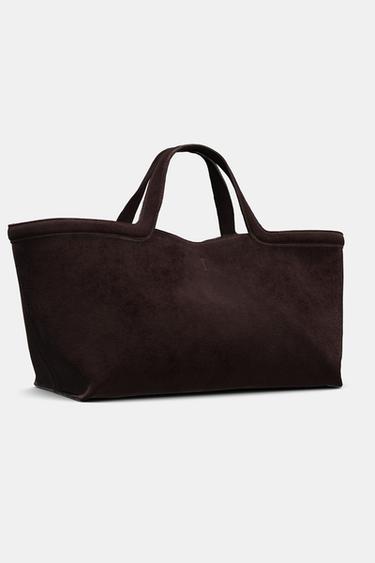 SAC SHOPPER EN DAIM ALLONGÉ - Chocolat de Zara - Image 5