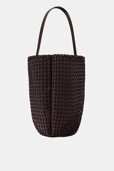 BRAIDED BUCKET BAG - Chocolate by Zara - Image 6