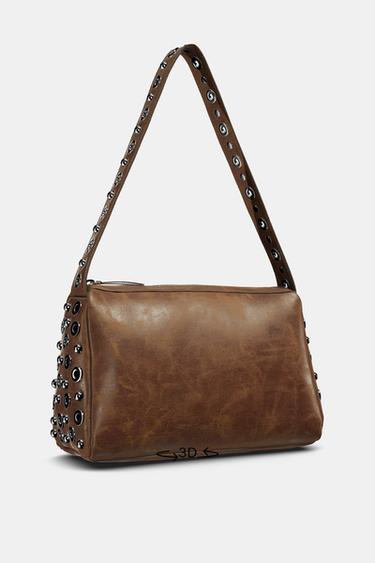 METAL APPLIQUÉ SHOULDER BAG - Dark tan by Zara - Image 7