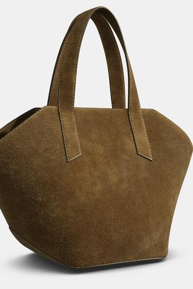 SPLIT SUEDE MINI TOTE BAG - Green by Zara - Image 5