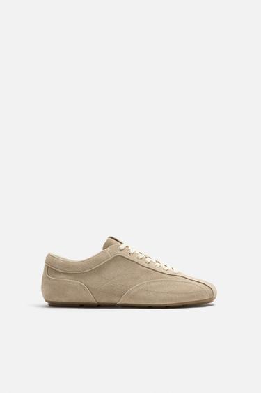 TENNIS EN CUIR À SEMELLE ULTRA-FINE - Beige de Zara - Image 2