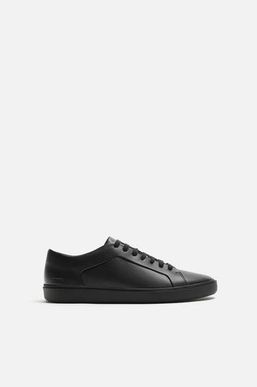BASKETS EN CUIR À LACETS - Noir de Zara - Image 3