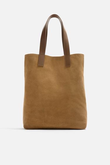LEATHER SHOPPER BAG - Brown by Zara - Image 2