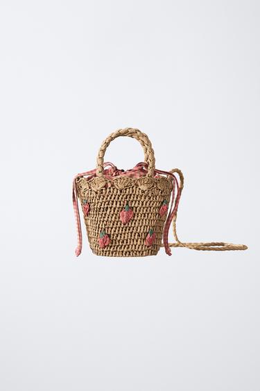 PANIER EFFET RAPHIA FRAISES - Marron camel de Zara - Image 1