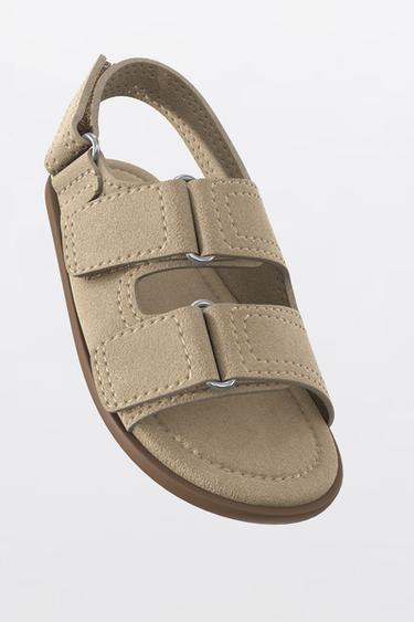 SANDALES EN CUIR BAREFOOT - Marron sable de Zara - Image 1