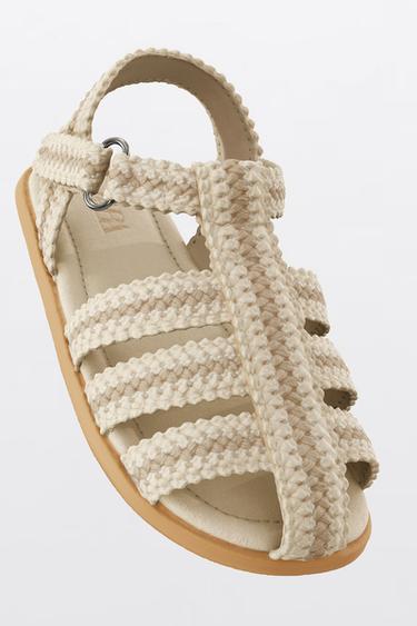 SANDALES PÊCHEUR PLAGE À BRIDES EN COTON - Blanc écru de Zara - Image 1
