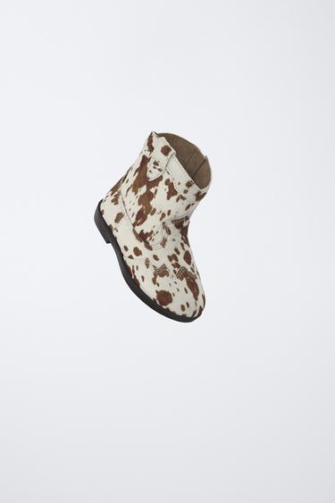 BOTTES COW-BOY EN CUIR - Blanc écru de Zara - Image 1