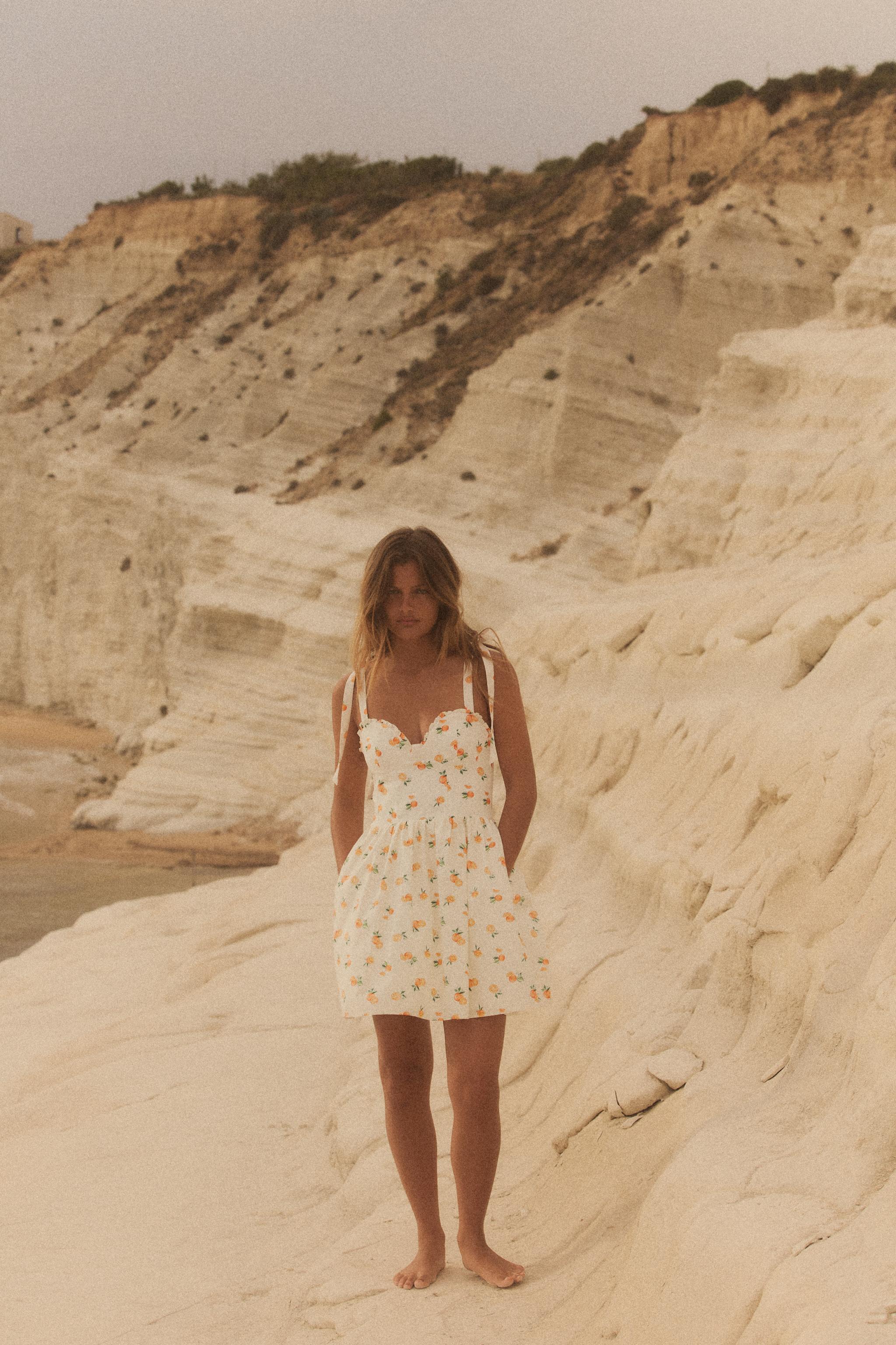 ORANGE PRINT POPLIN DRESS