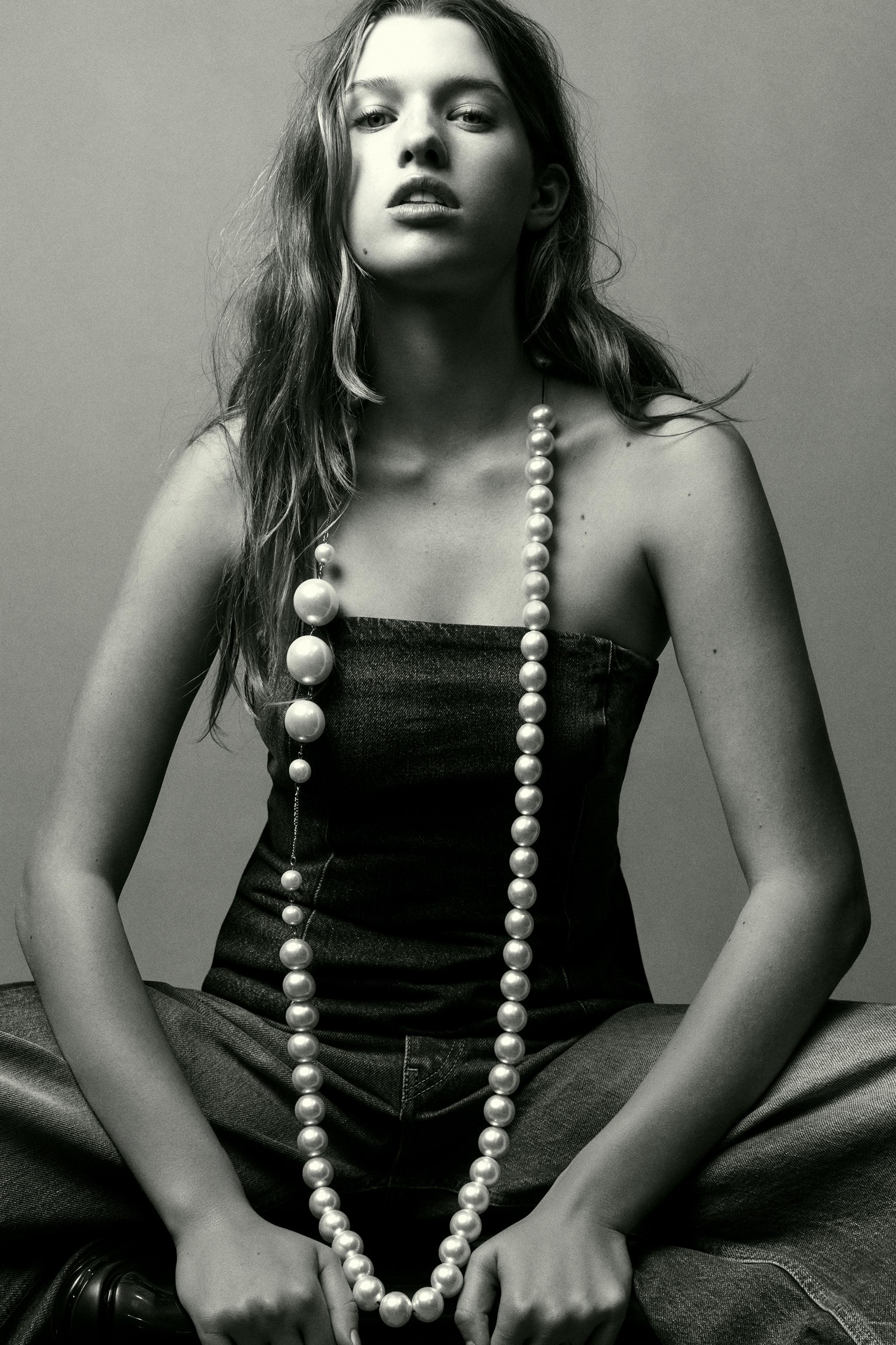 TRF DENIM BANDEAU TOP