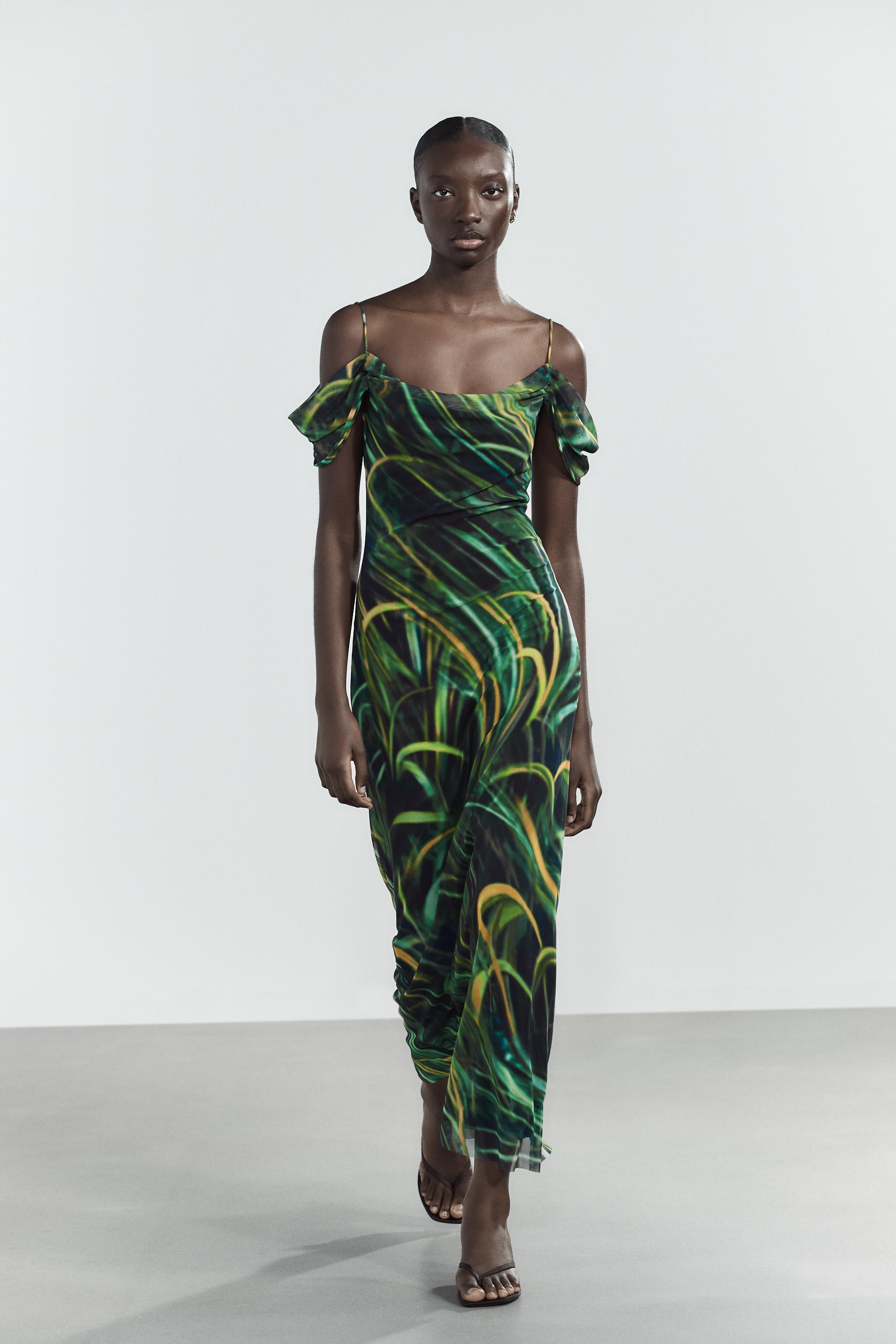 PRINTED TULLE DRESS