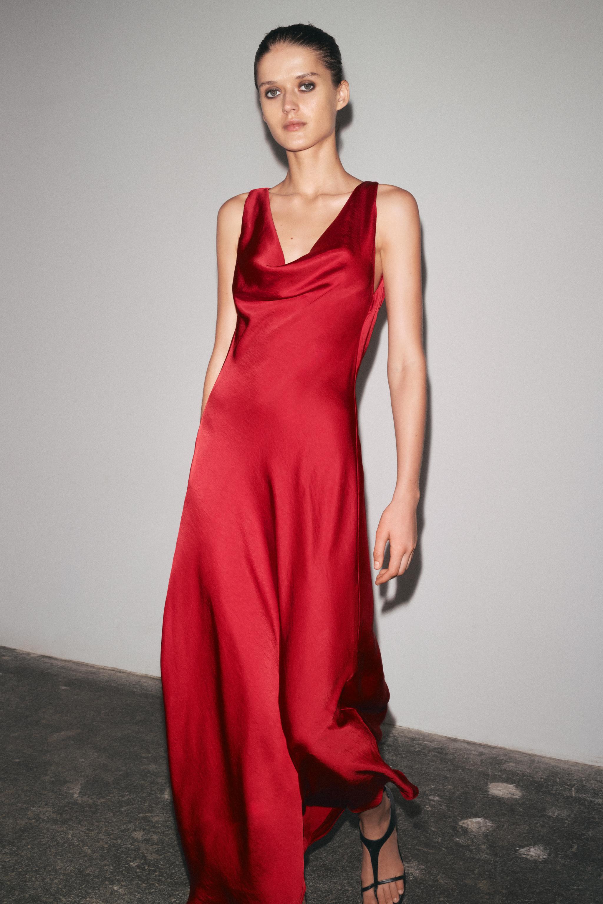 Buy ZW COLLECTION SATIN LONG DRESS - Zara Online | Drezily AI Fashion Picks