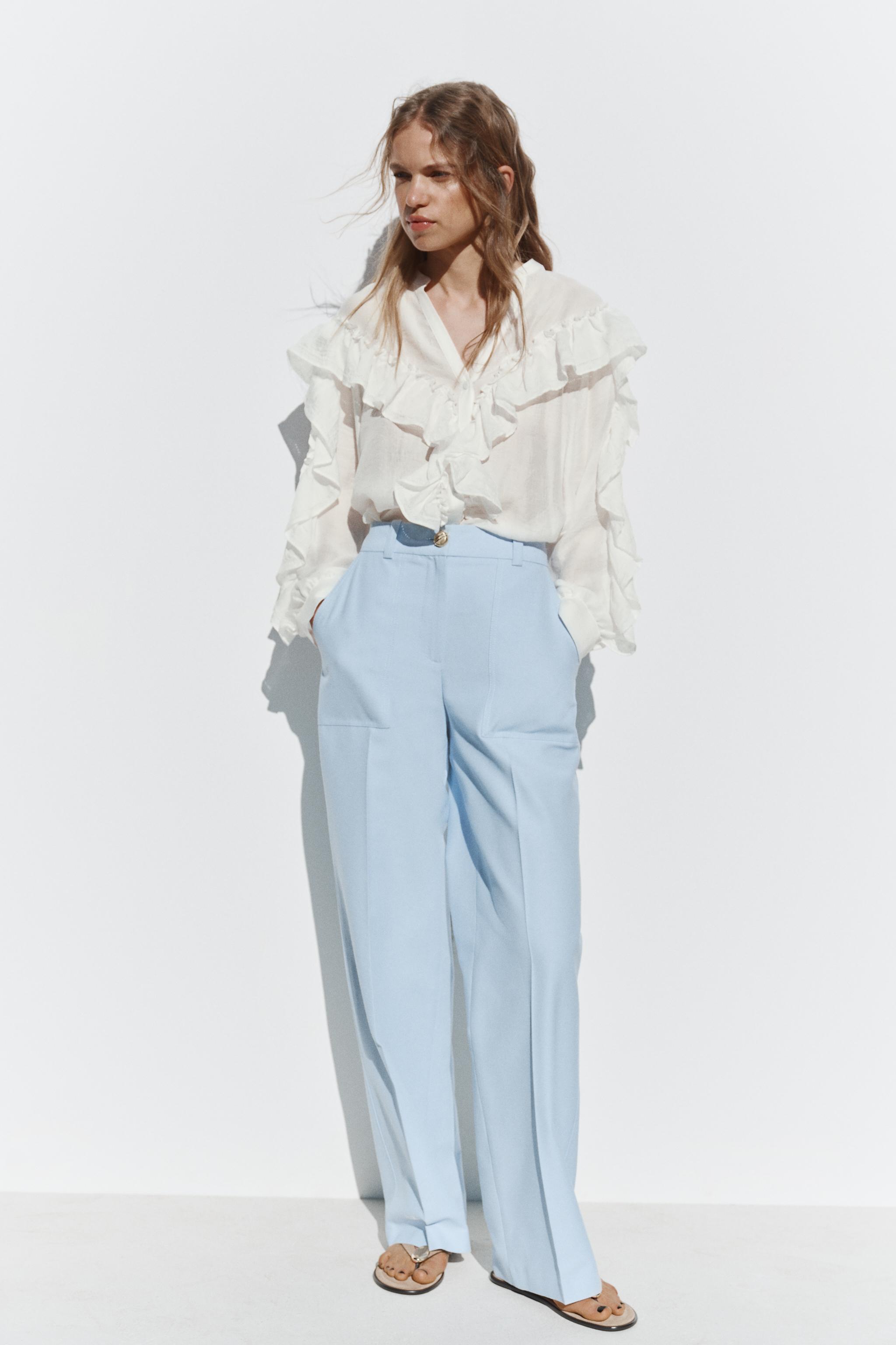 LACE TRIM RUFFLE Top