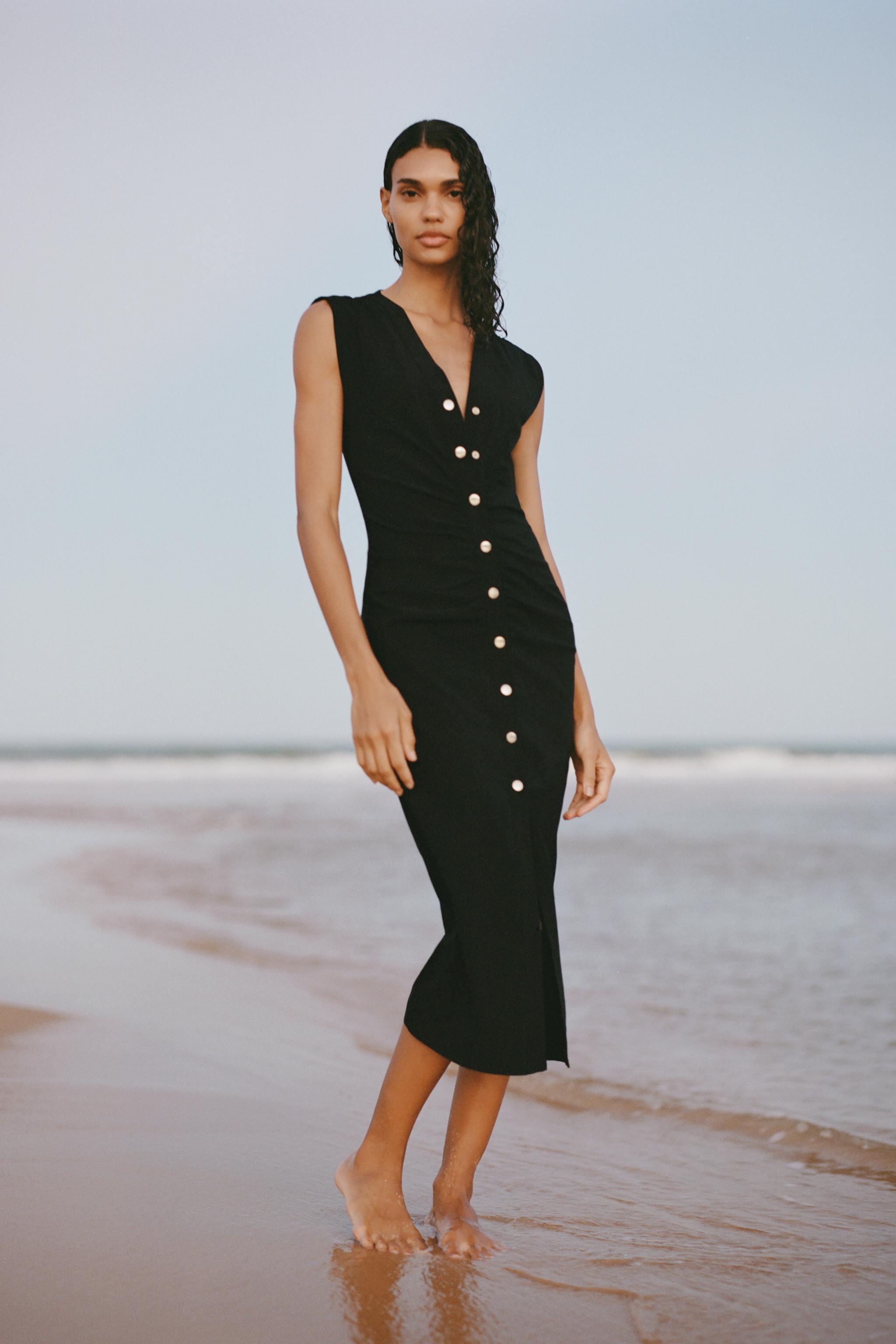 MIDI DRESS WITH GATHERING