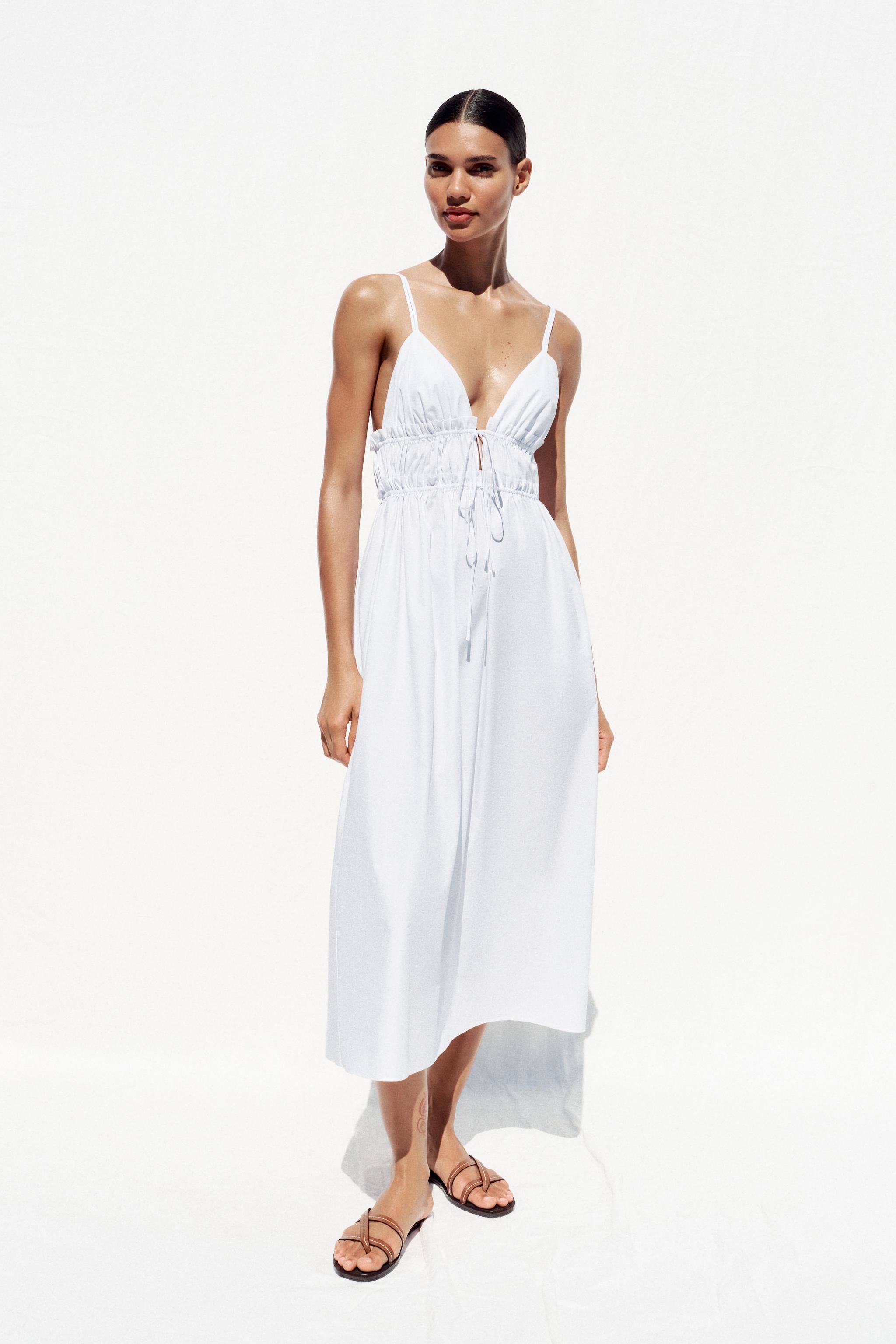 STRAPPY POPLIN MIDI DRESS