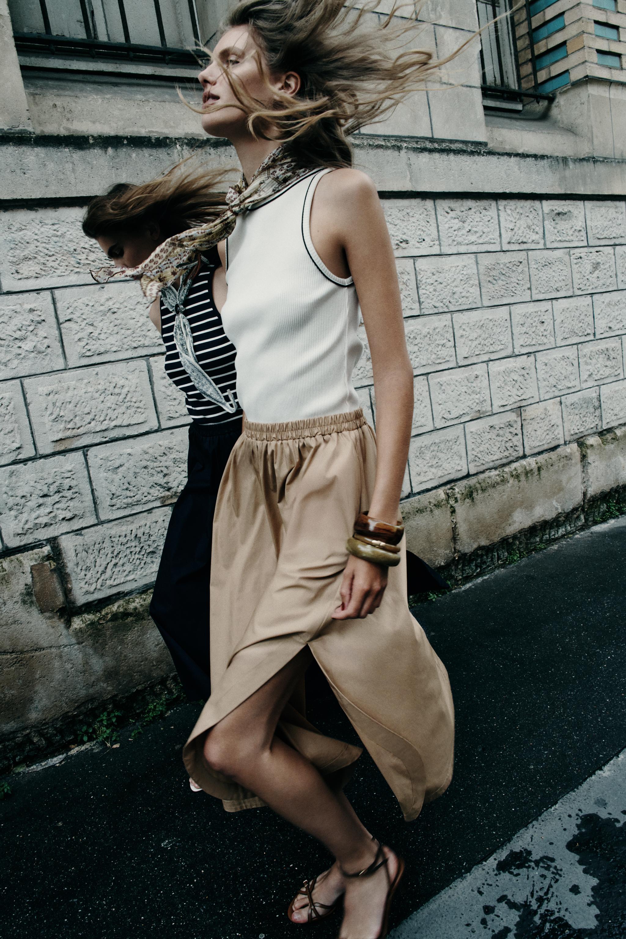 CONTRAST POPLIN MIDI DRESS