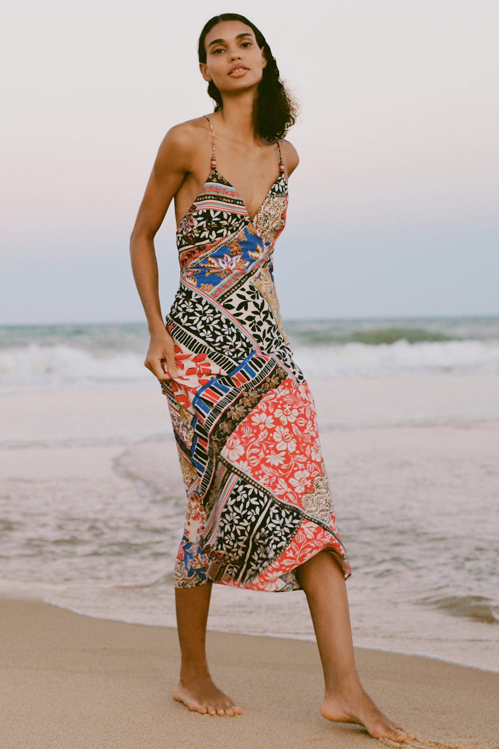 PATCHWORK PRINT MIDI DRESS