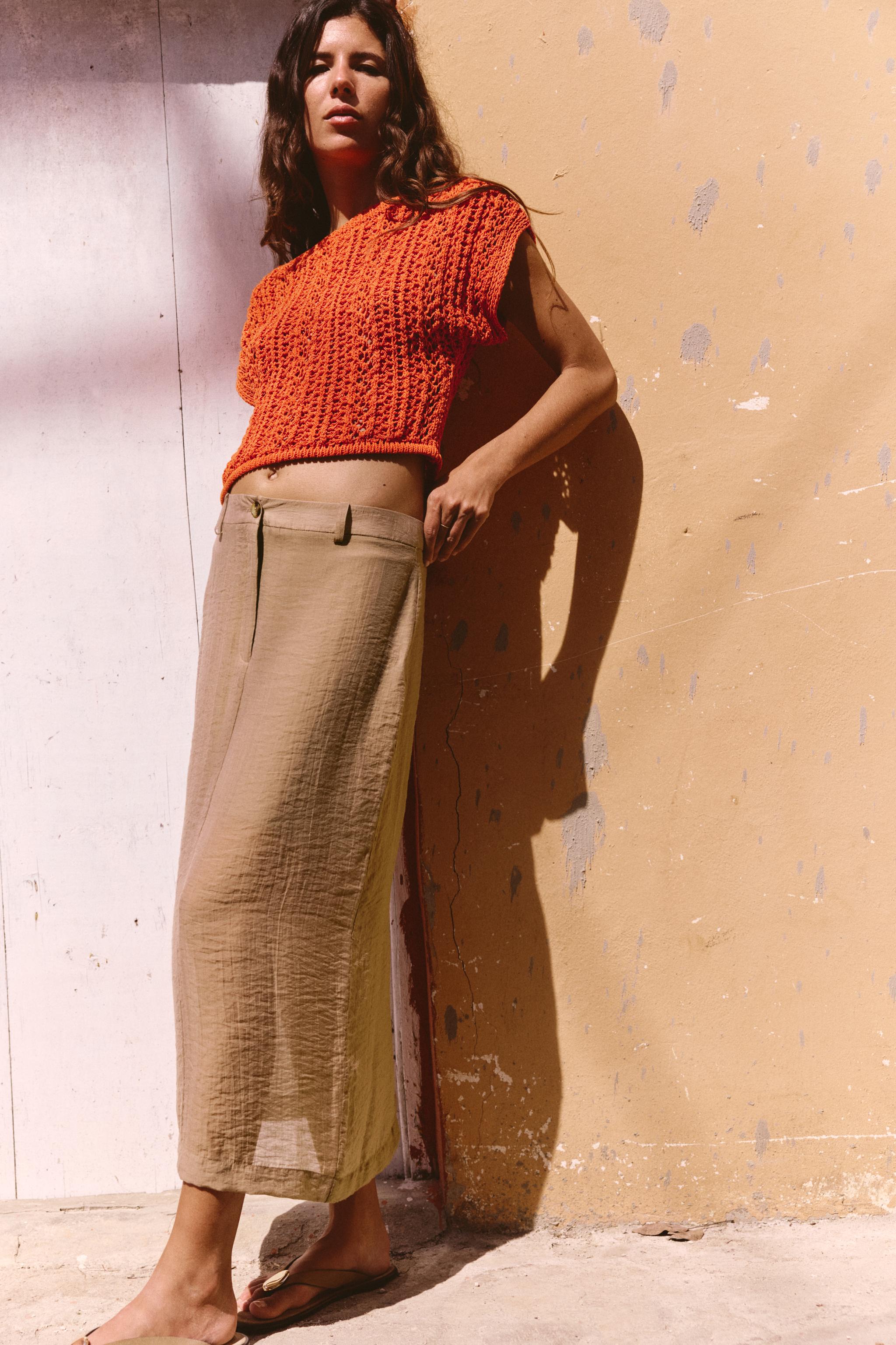 SEMI-SHEER MIDI SKIRT