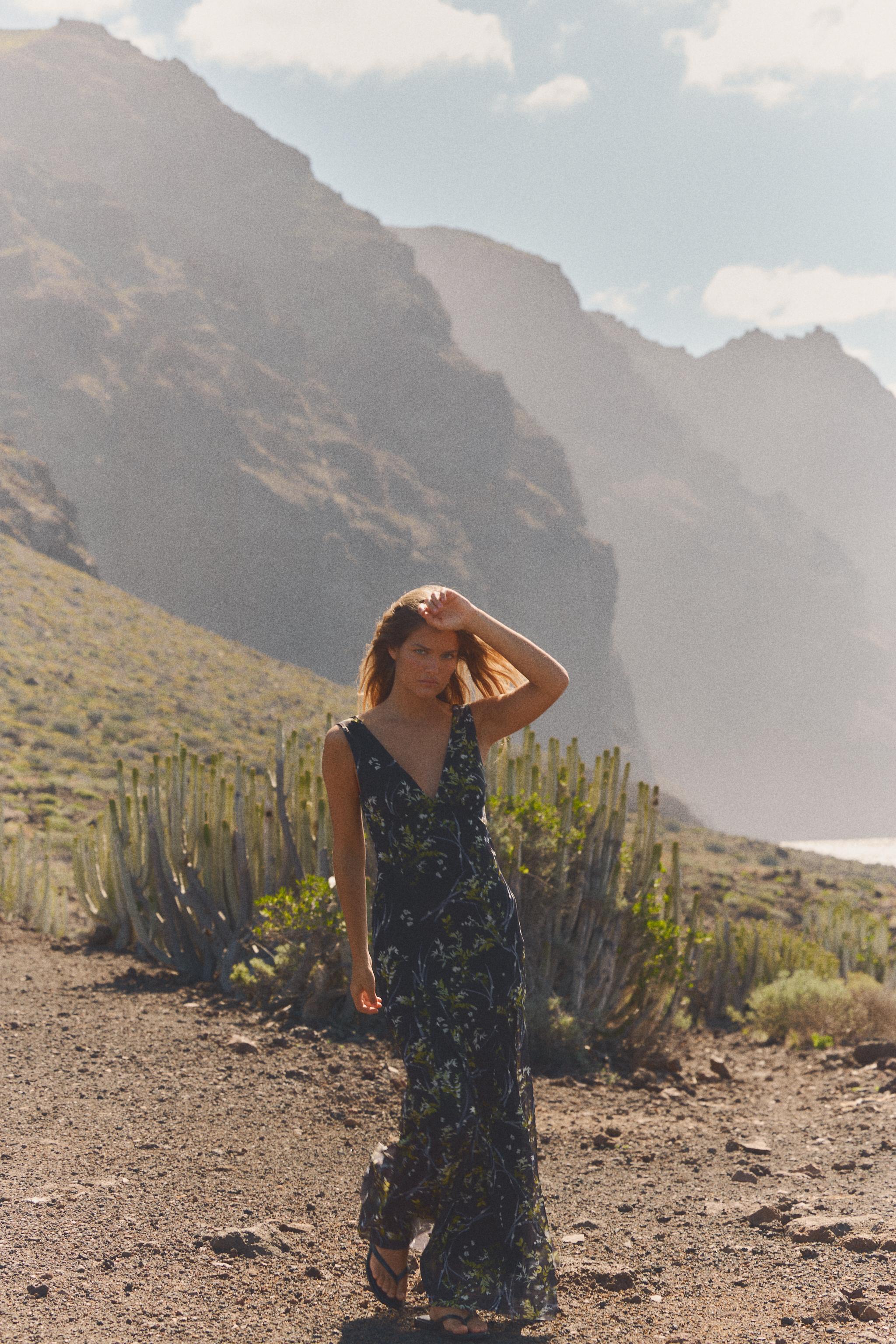 LONG FLORAL TULLE DRESS