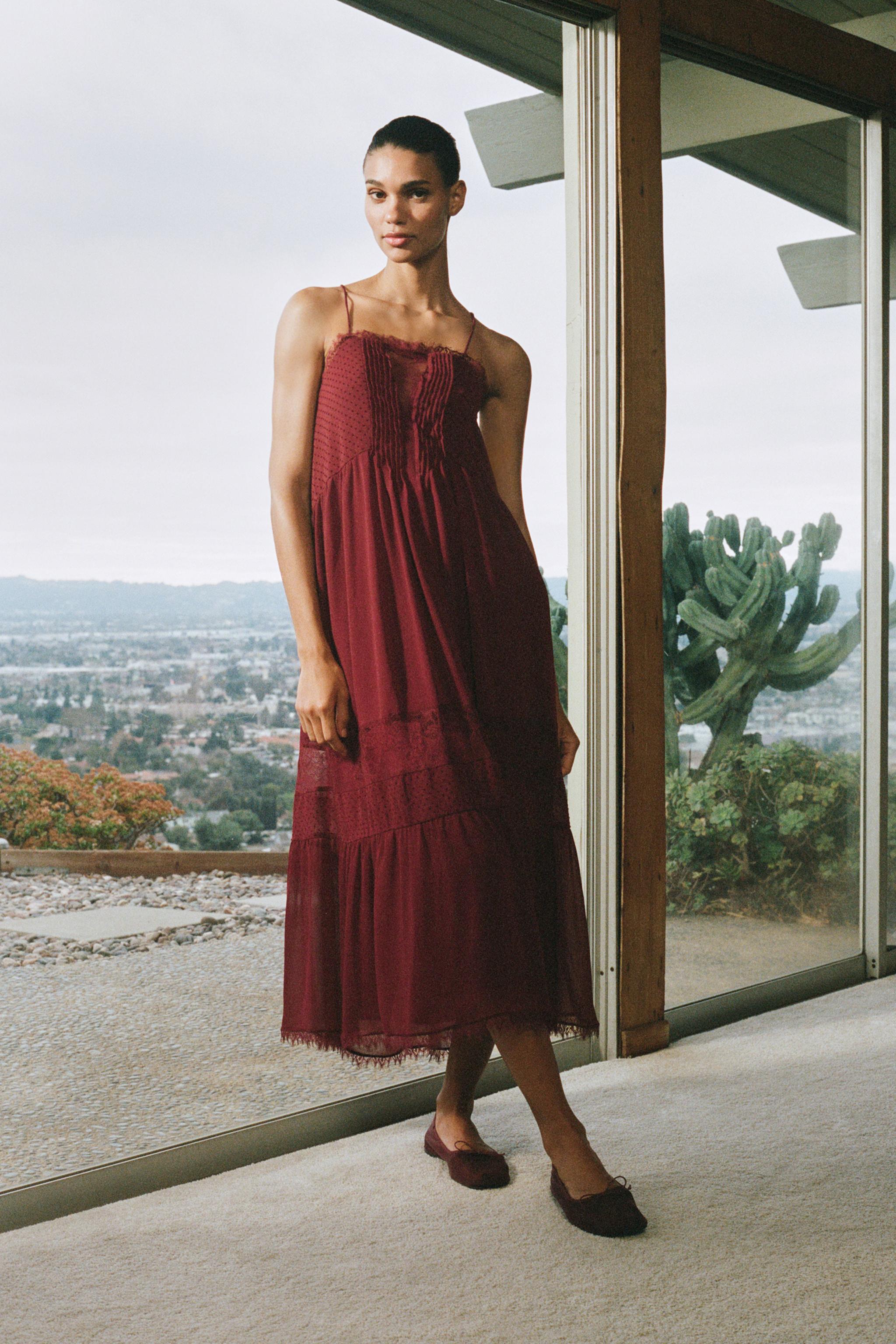 MIDI DRESS WITH CONTRAST LACE