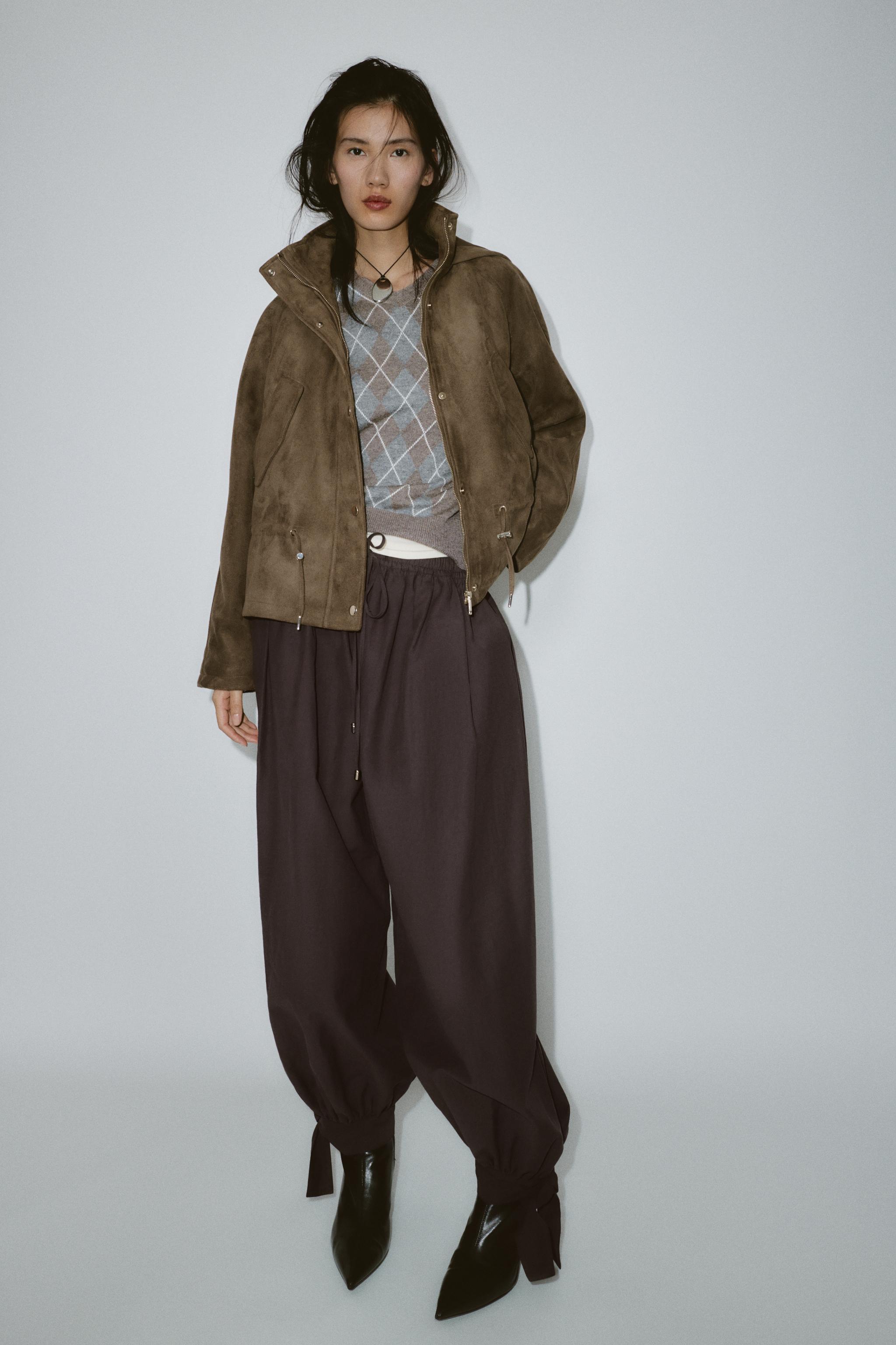 HOODED FAUX SUEDE JACKET