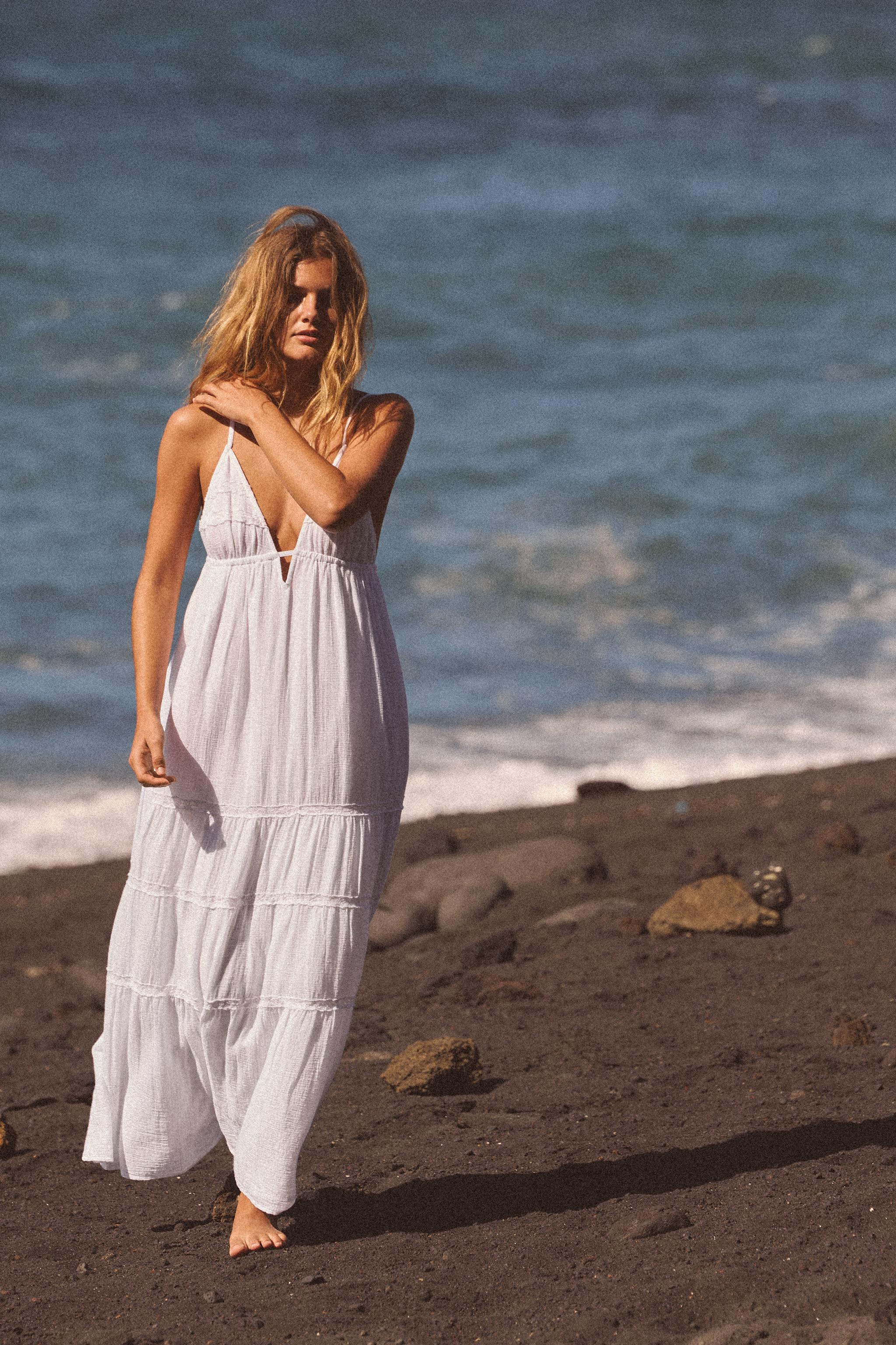 EMBROIDERED GAUZE MIDI DRESS