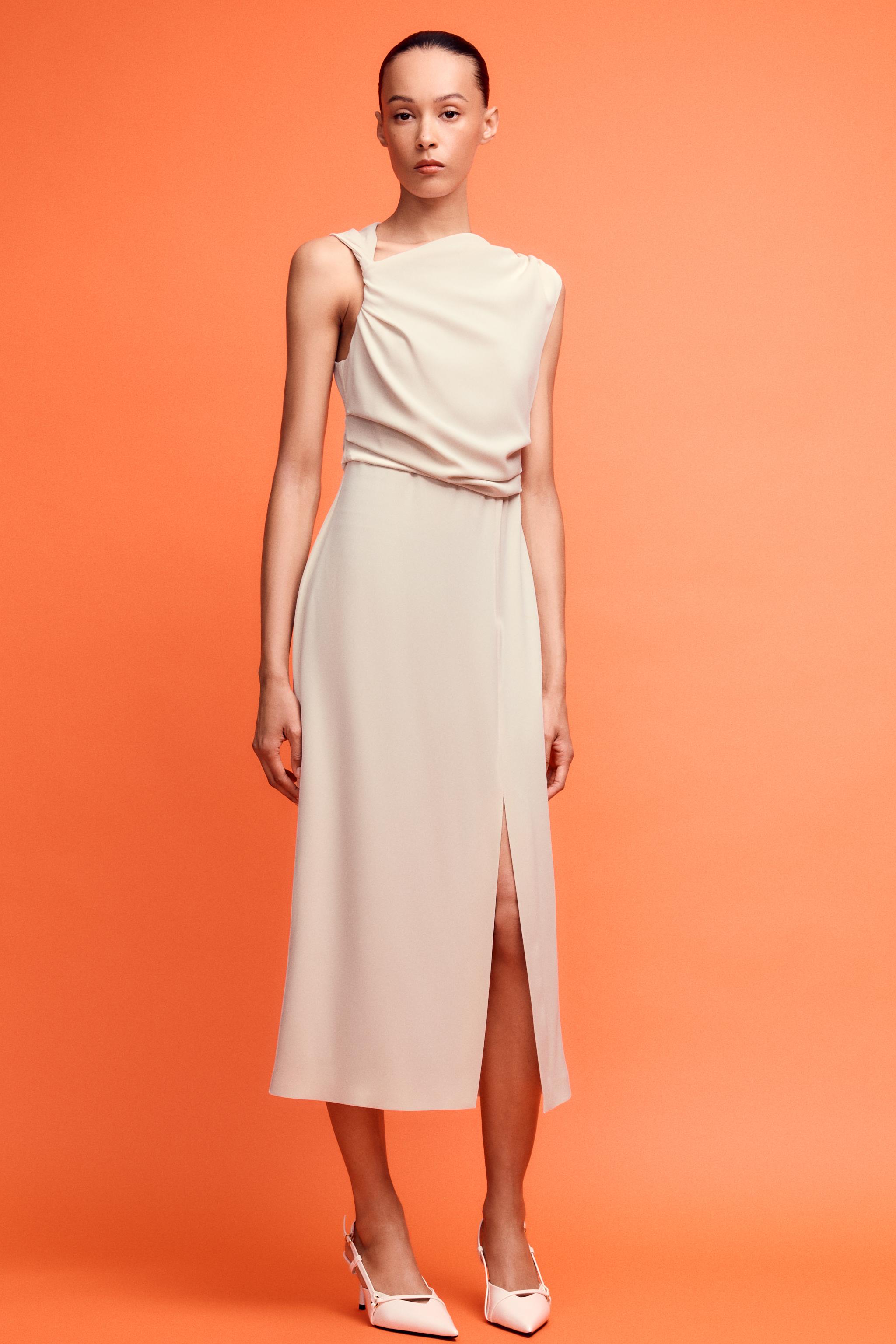 DRAPED CREPE DRESS