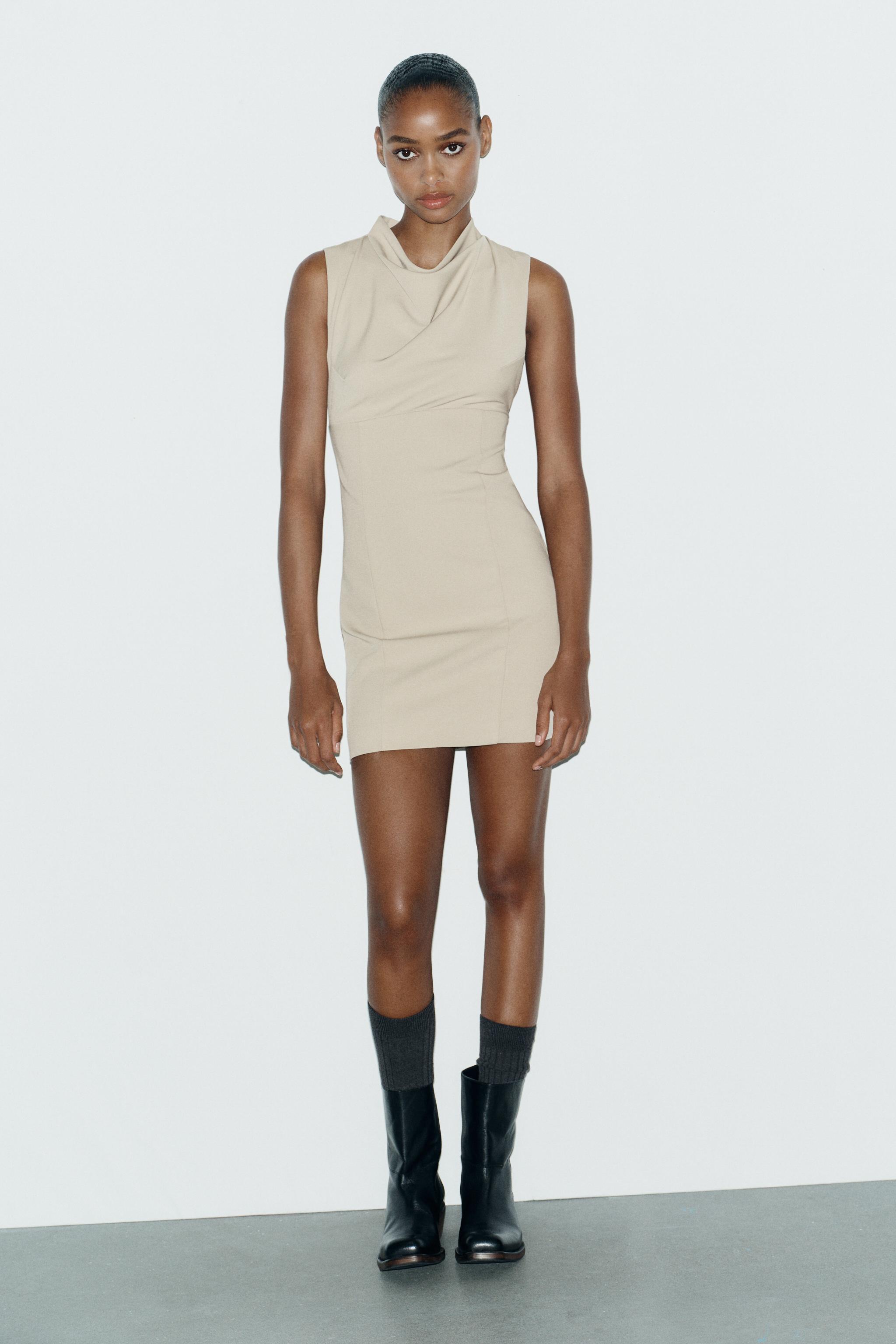 DRAPED NECK SHORT DRESS