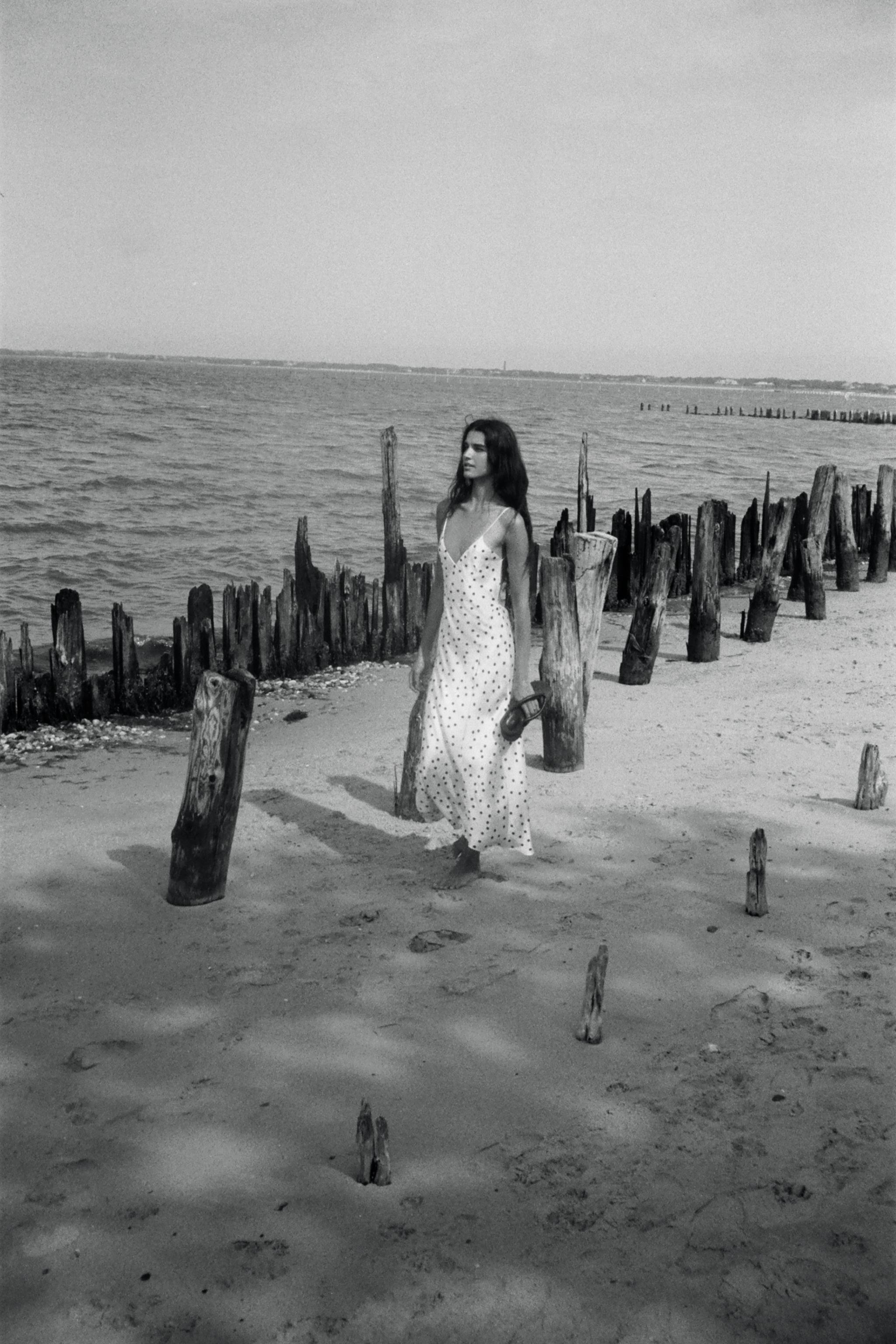 POLKA DOT SATIN MIDI DRESS