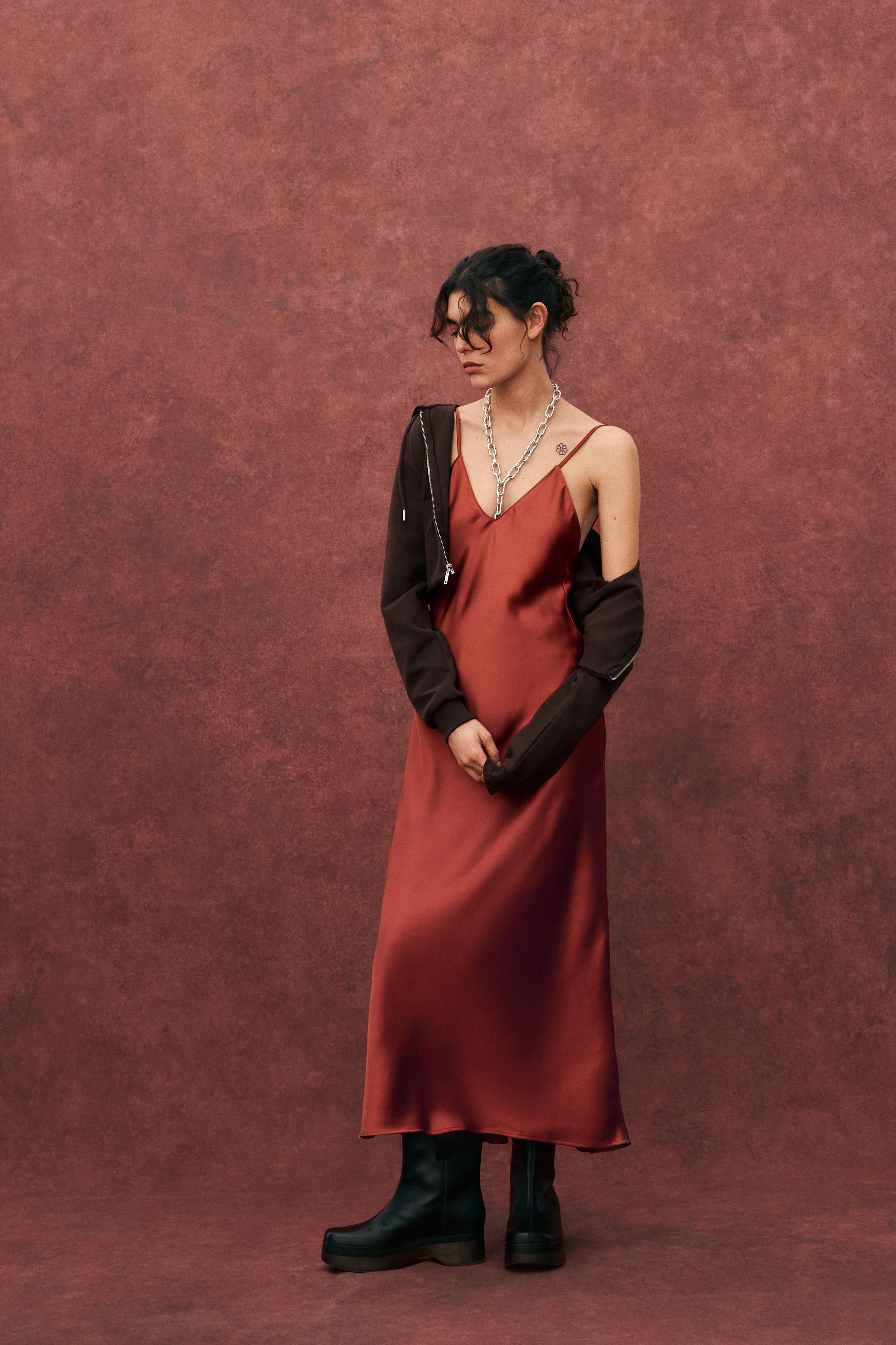 SATIN MIDI DRESS