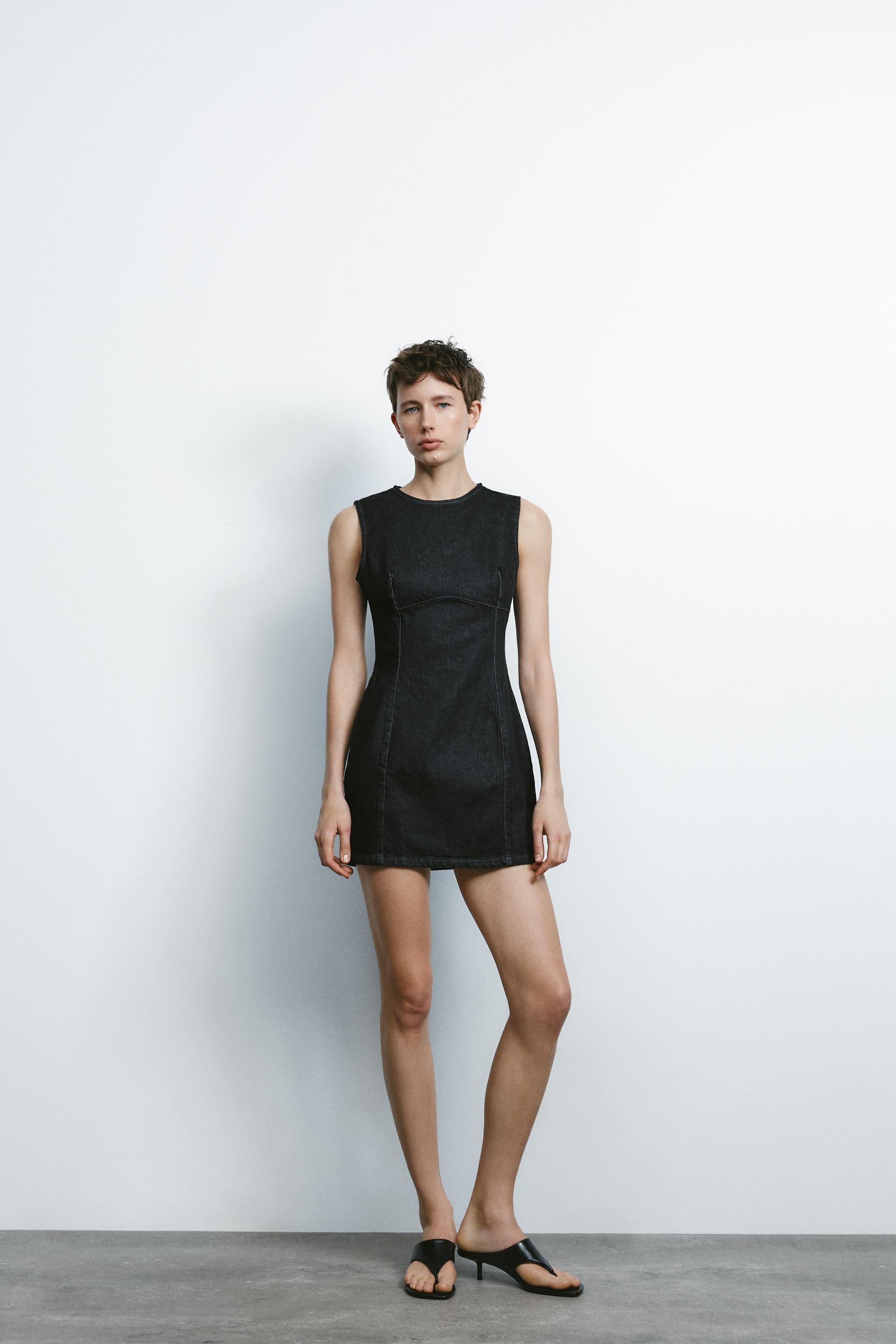 SHORT DENIM-EFFECT DRESS