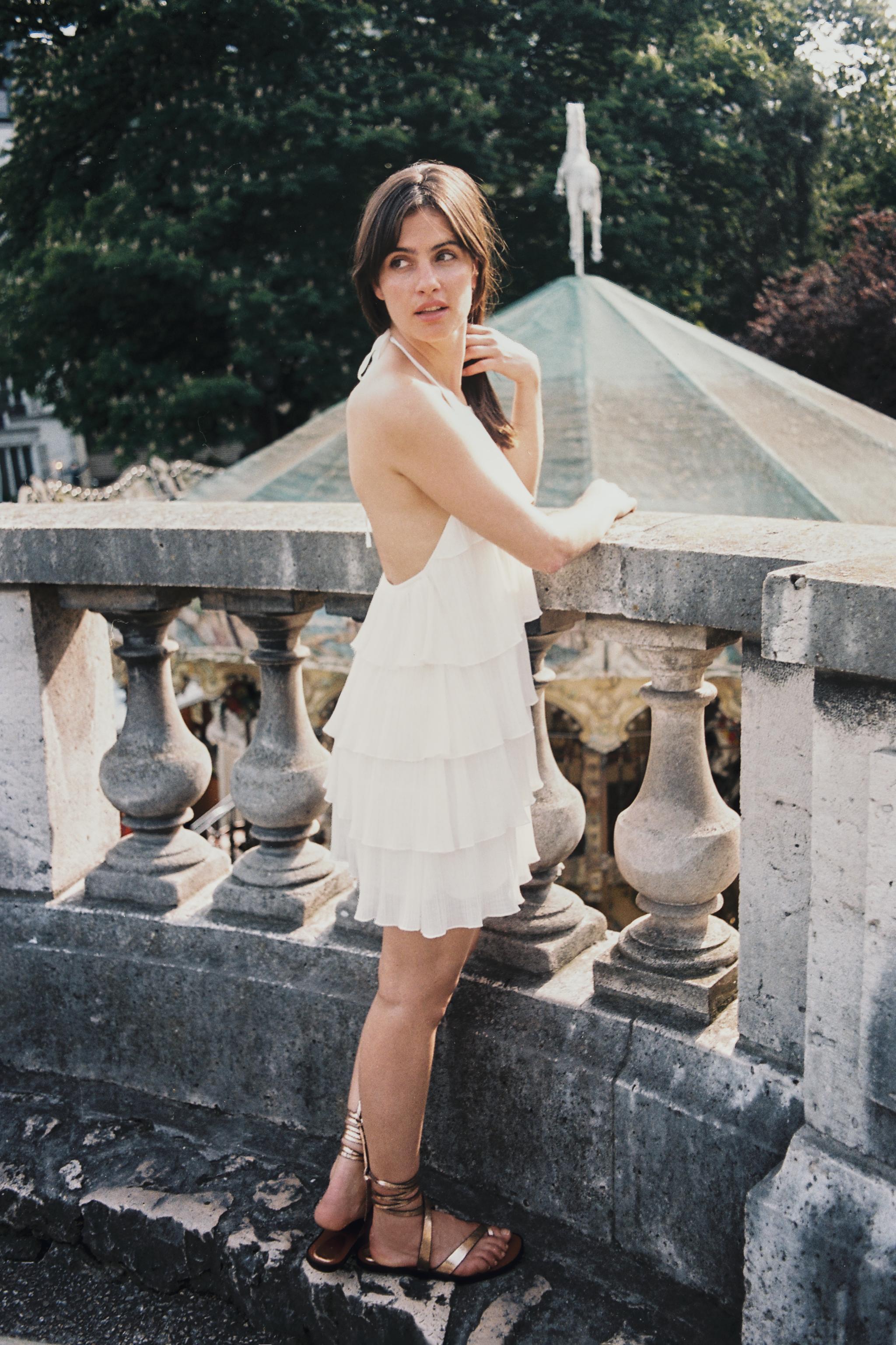 HALTER DRESS WITH RUFFLES
