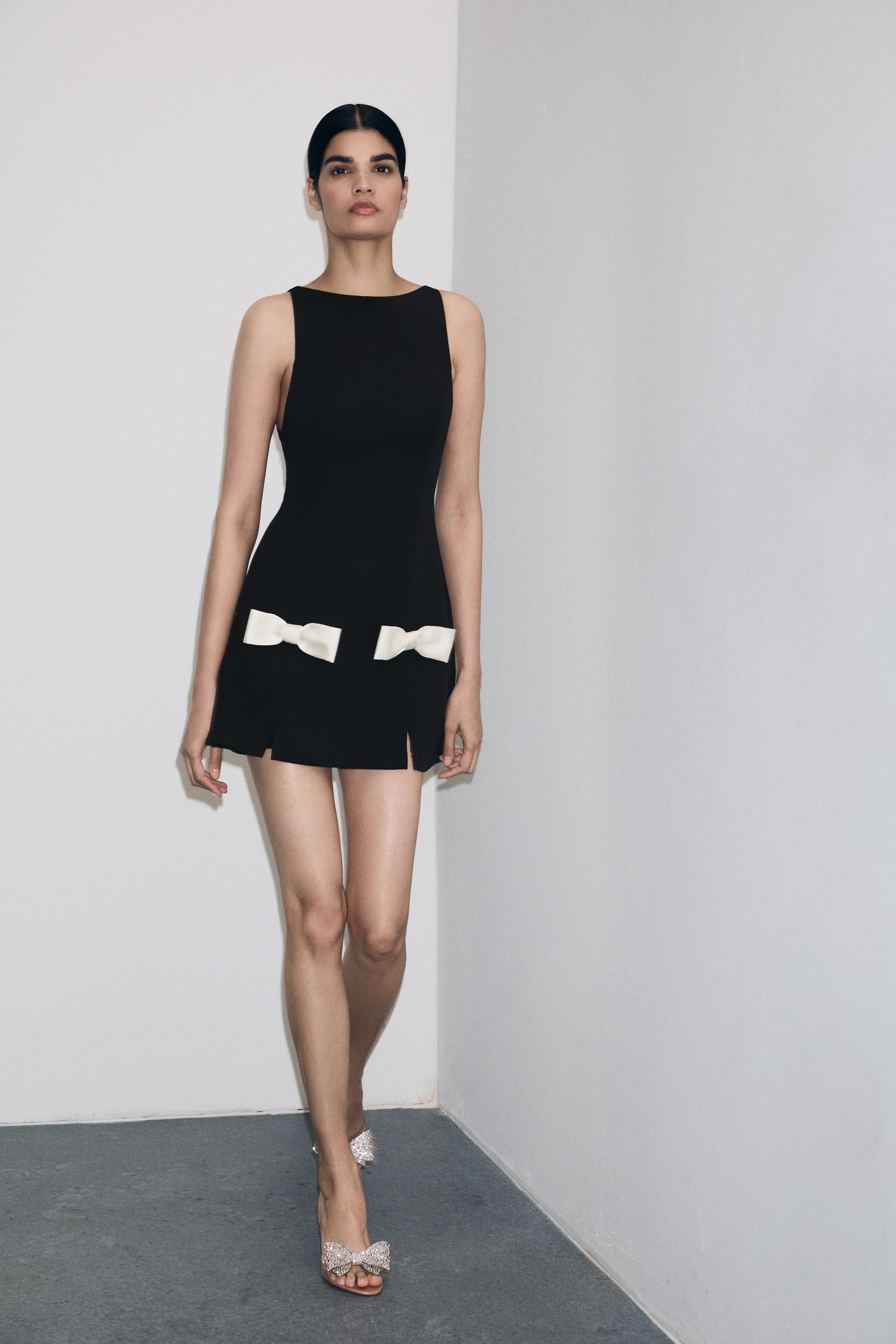 CONTRAST BOW MINI DRESS