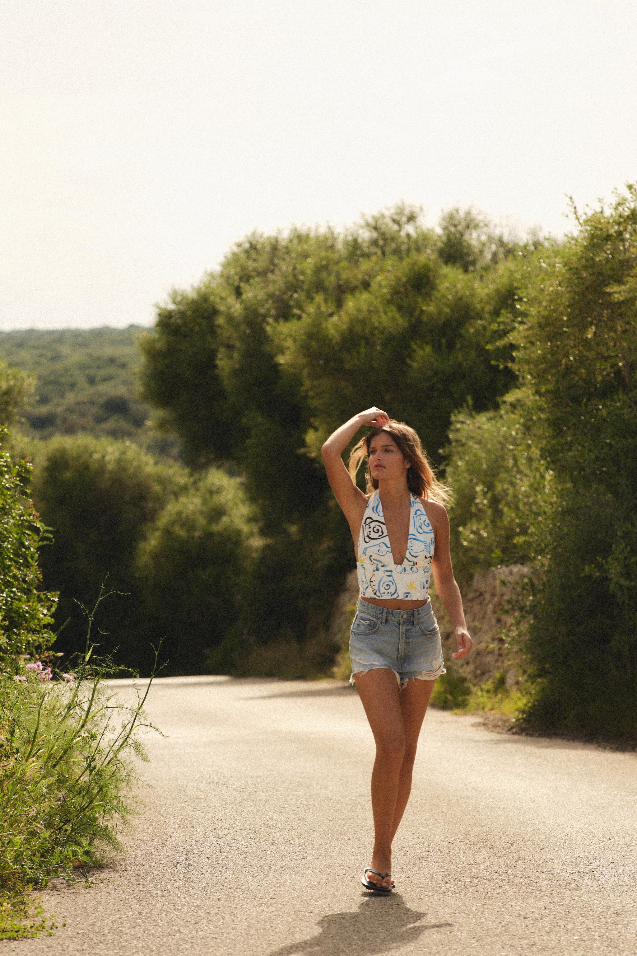 PRINTED POPLIN CROP TOP